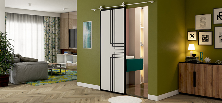 sliding bathroom door installation in Woodside